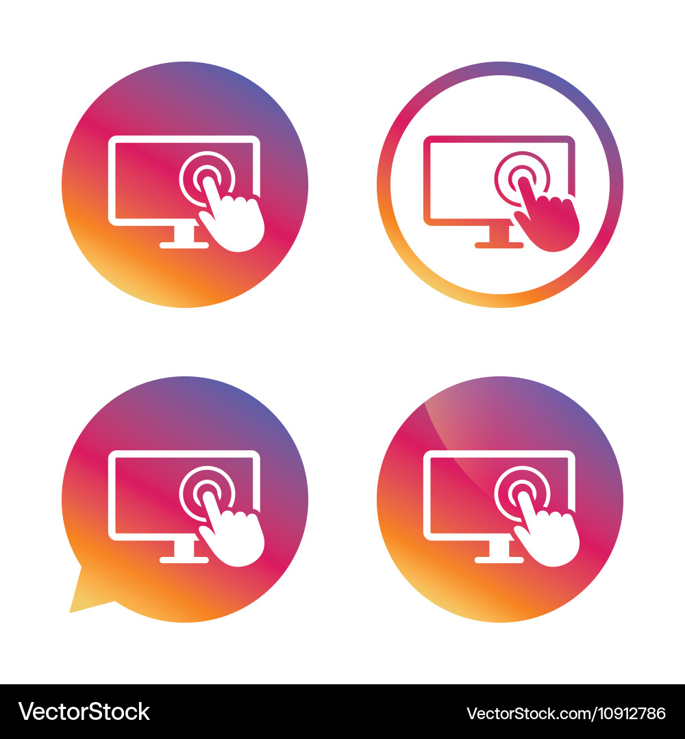 Touch screen monitor sign icon hand pointer vector image