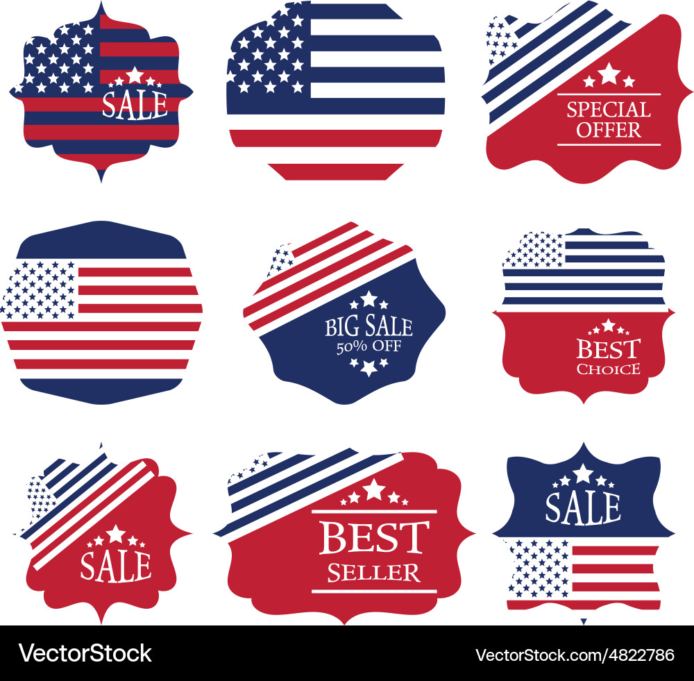 Vintage sale label set design elements in american Vector Image