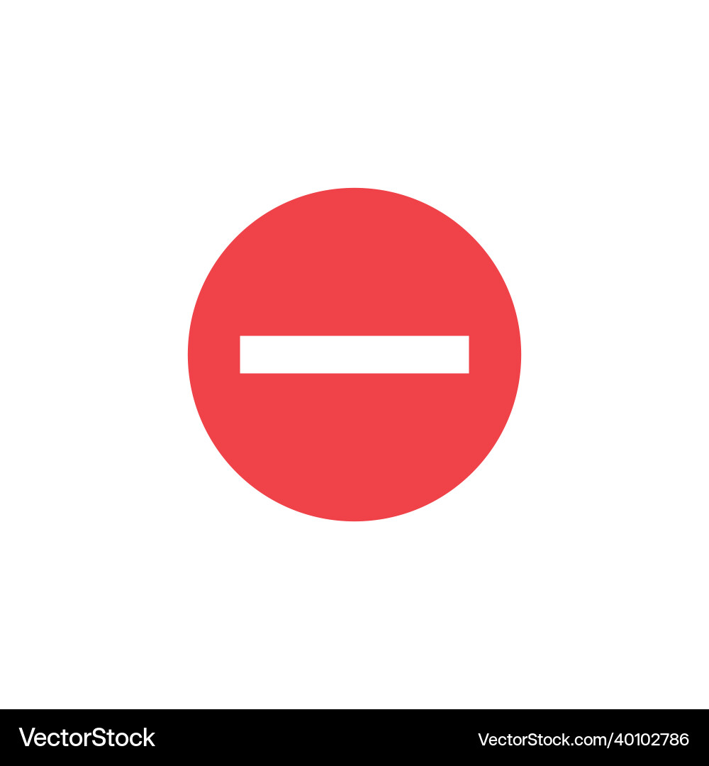 White minus on red circle road sign warning ban White minus on red circle road sign warning ban vector image