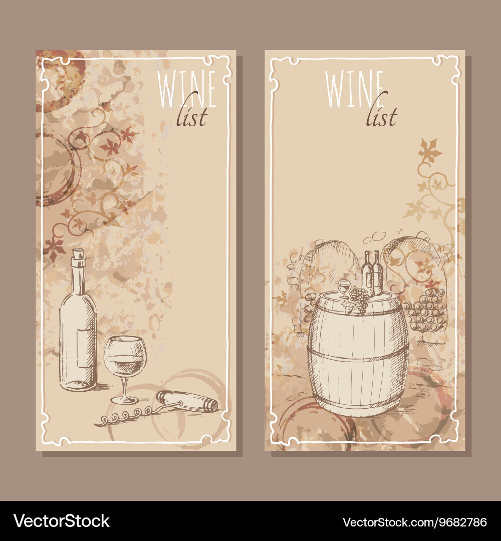 Wine list cards menu sketch Vector Image