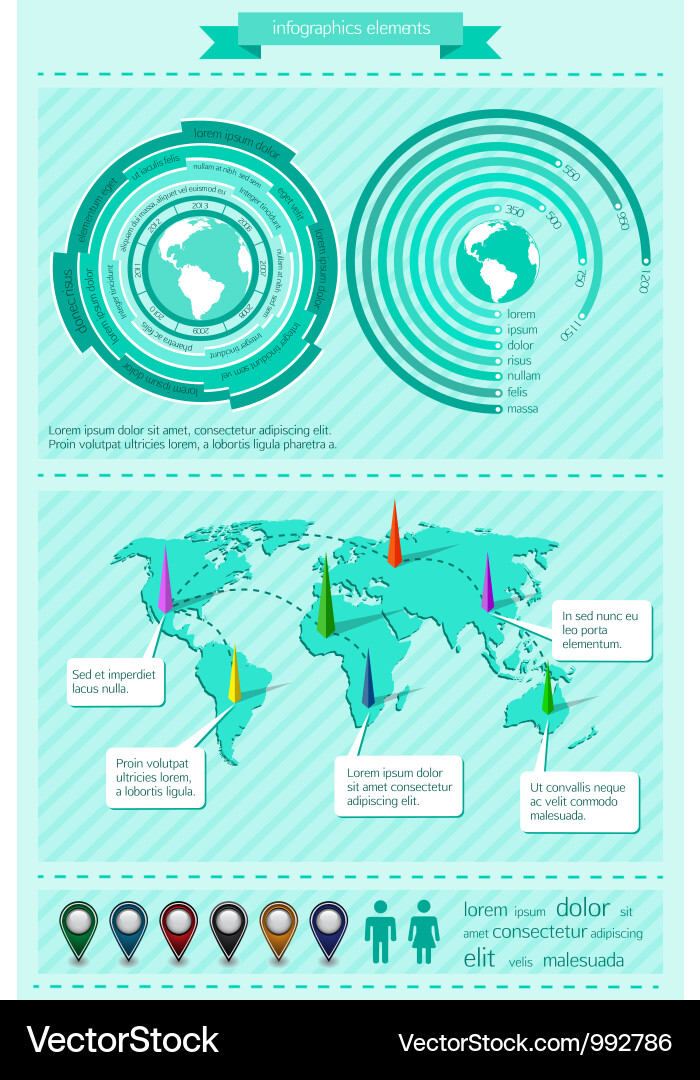 World Map Elements & Icons vector image