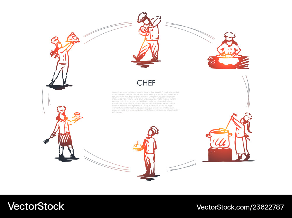 Chefkoch - Männer und Frauen in der speziellen Uniform Kochen Chefkoch - Männer und Frauen in der speziellen Uniform Kochen vektorbild