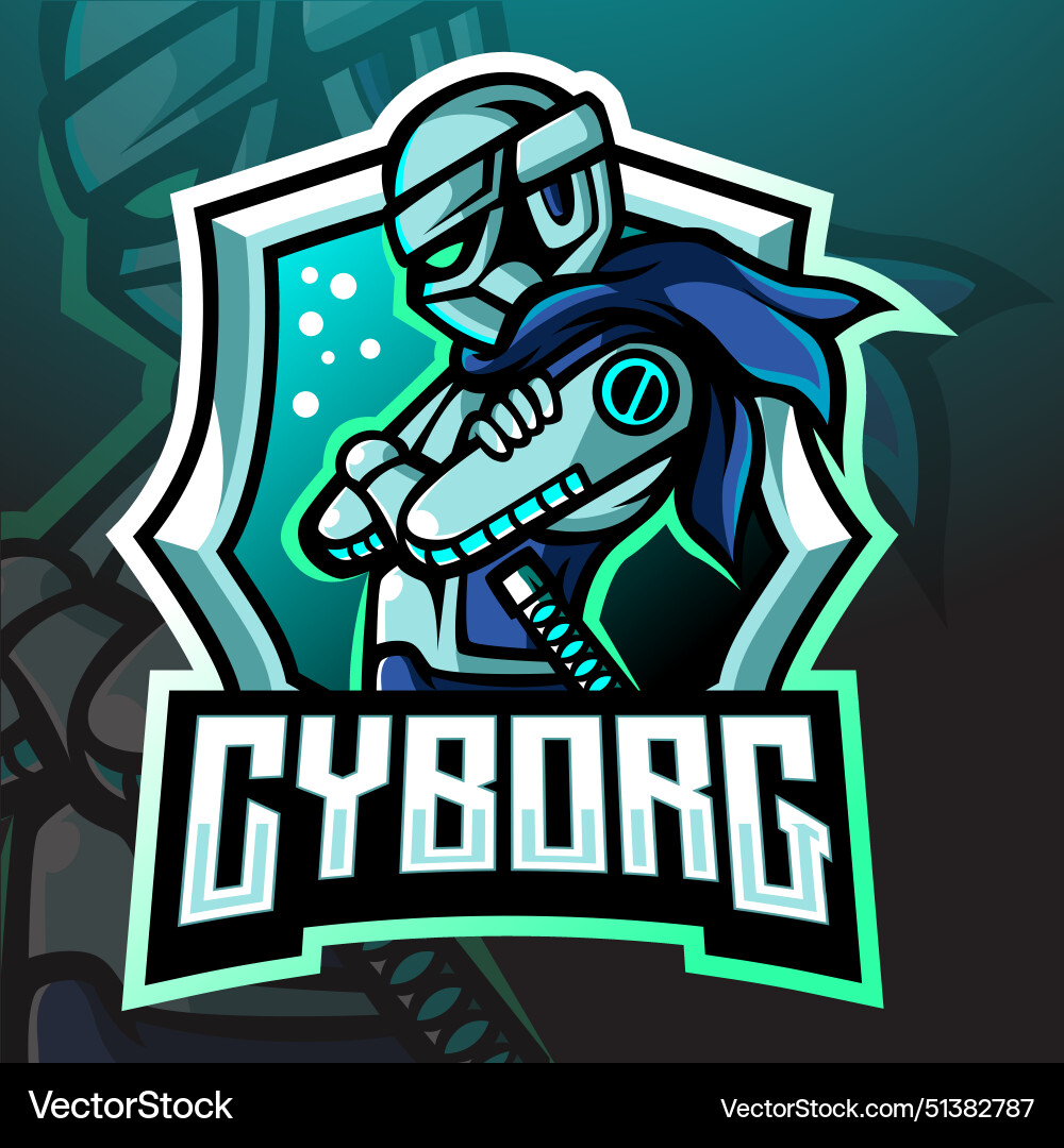 Cyborg mascot esport logo design Cyborg mascot esport logo design vektorbild