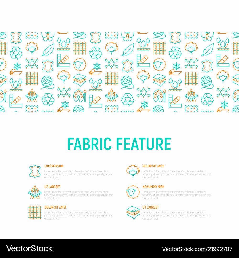 Fabric feature concept with thin line icons Vector Image