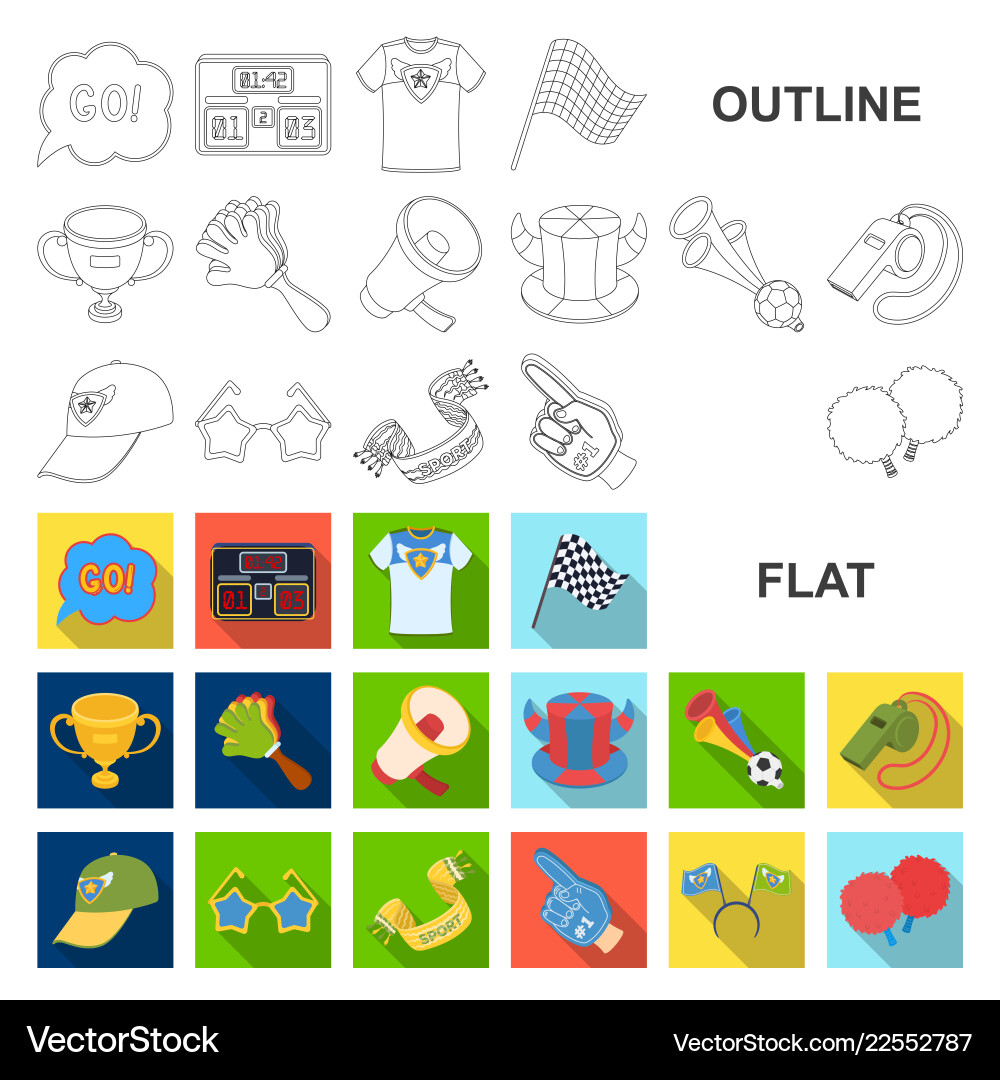 Fan and attributes flat icons in set collection Fan and attributes flat icons in set collection Vector Image