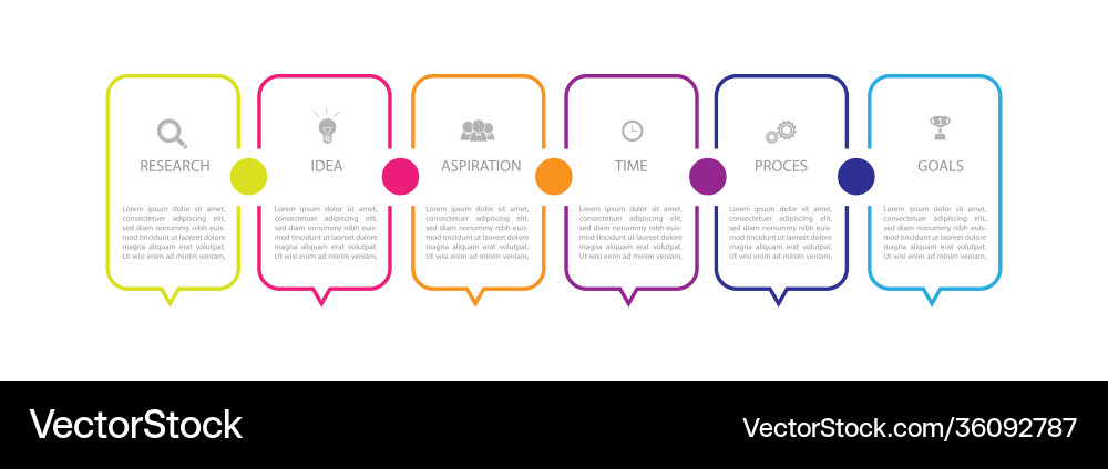 Infographic thin line design with icons and 6 Infographic thin line design with icons and 6 Vector Image