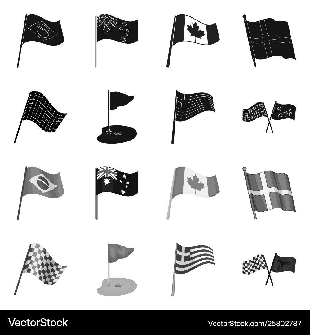 Isolated object world and flag symbol set vector image