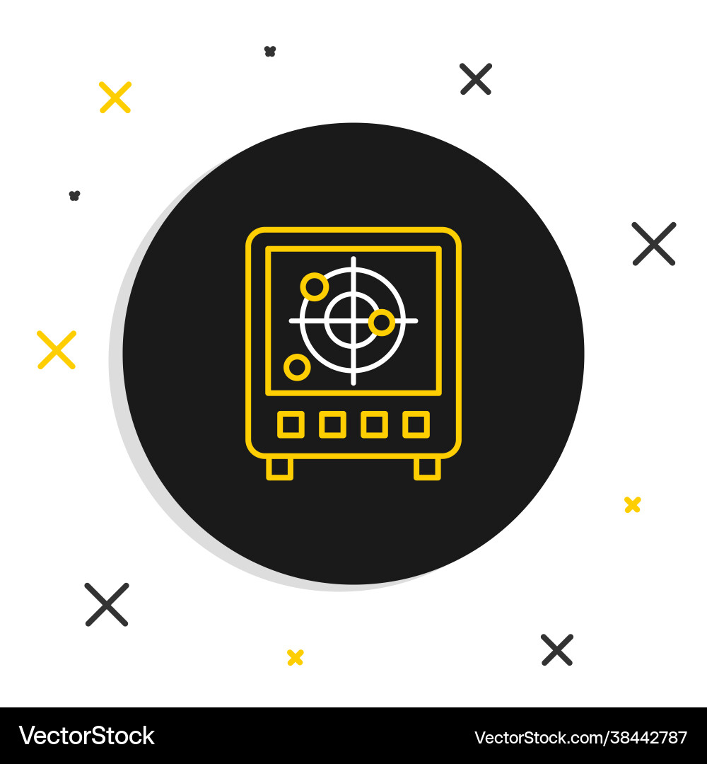 Line radar with targets on monitor in searching vector image