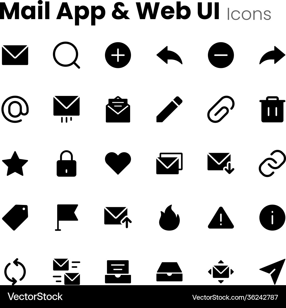 Mail app and web ui icons vector image