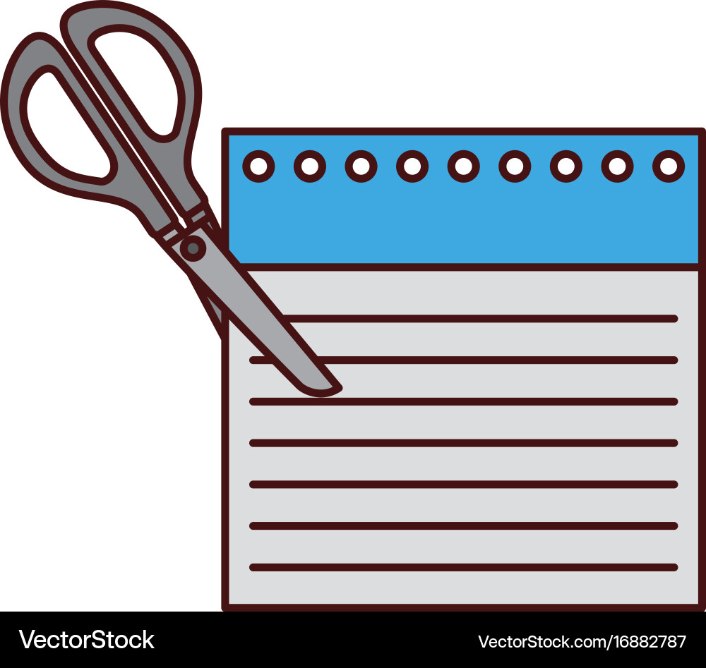 Notebook sheet with scissor vector image