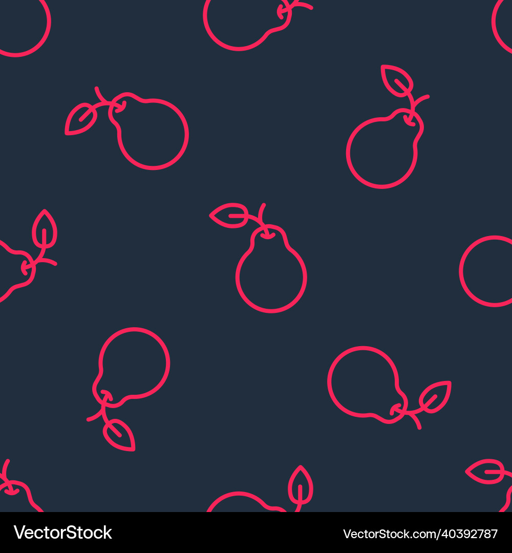 Red line pear icon isolated seamless pattern Red line pear icon isolated seamless pattern vector image