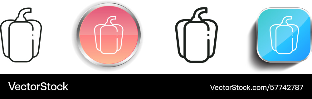 Red pepper icon thin linear regular and button Vector Image