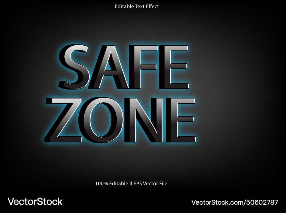 Safe zone editable text effect 3d emboss gradient Vector Image