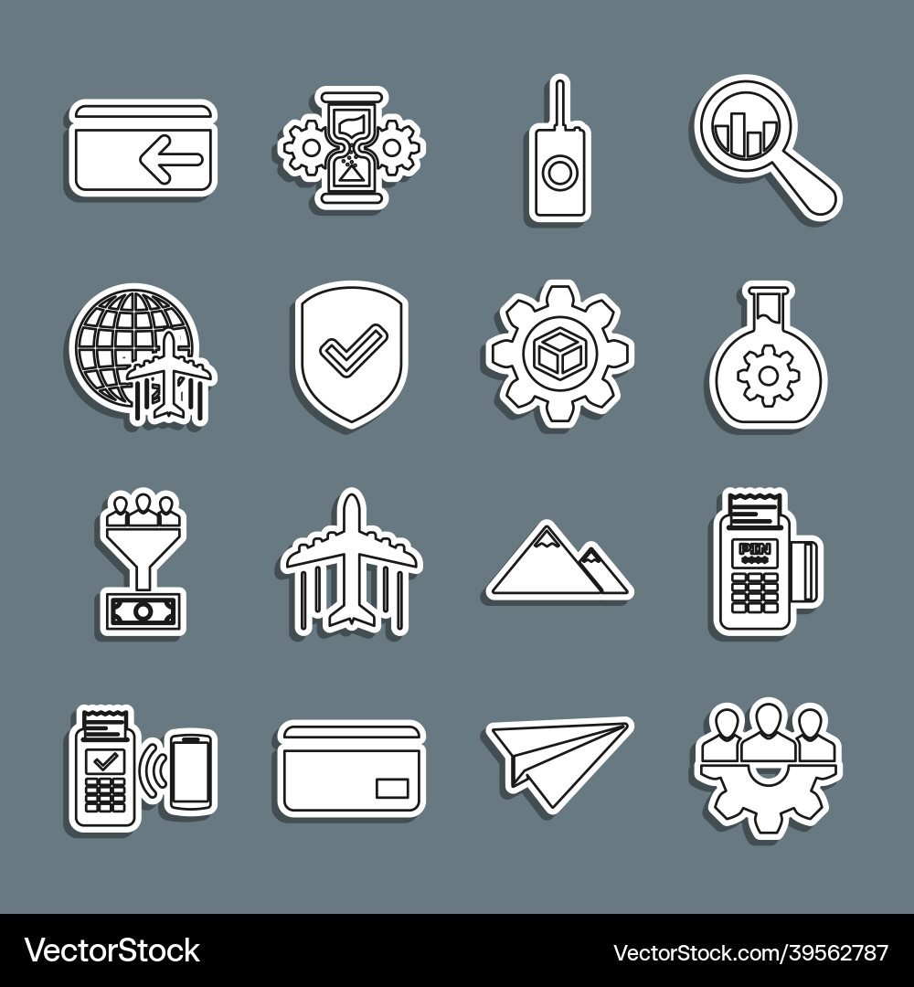 Set line project team base pos terminal Set line project team base pos terminal vector image
