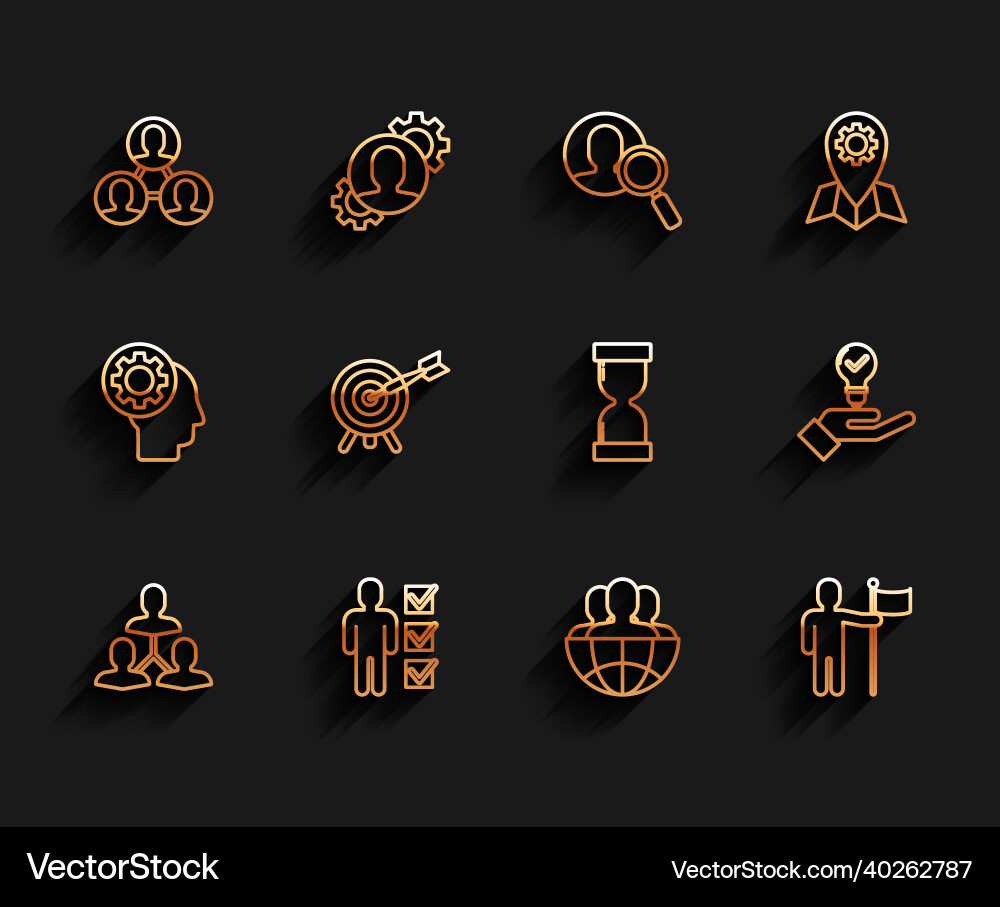 Set line project team base user of man vector image
