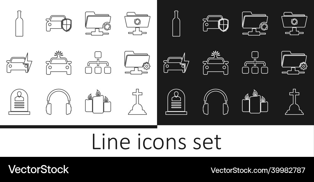 Set line tombstone with cross ftp settings folder Set line tombstone with cross ftp settings folder vector image