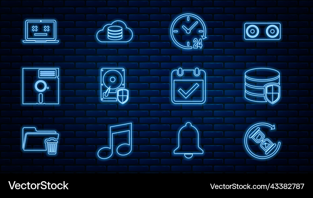 Set line waiting database protection clock 24 Set line waiting database protection clock 24 vector image