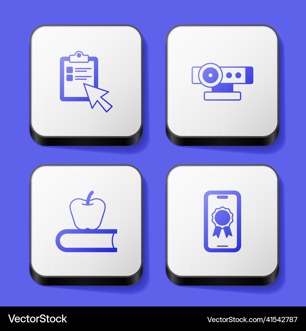 Set online quiz test survey web camera book Vector Image