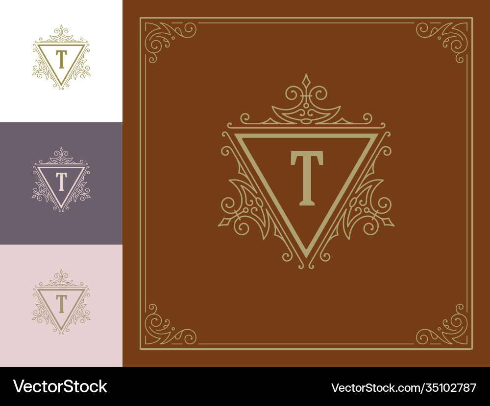 Vintage Monogramm Logo elegant blüht Linie Kunst Vintage Monogramm Logo elegant blüht Linie Kunst vektorbild