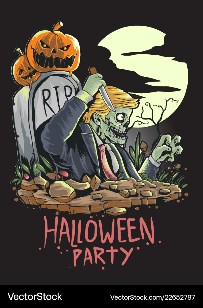 Zombie Skull Halloween Vector Image
