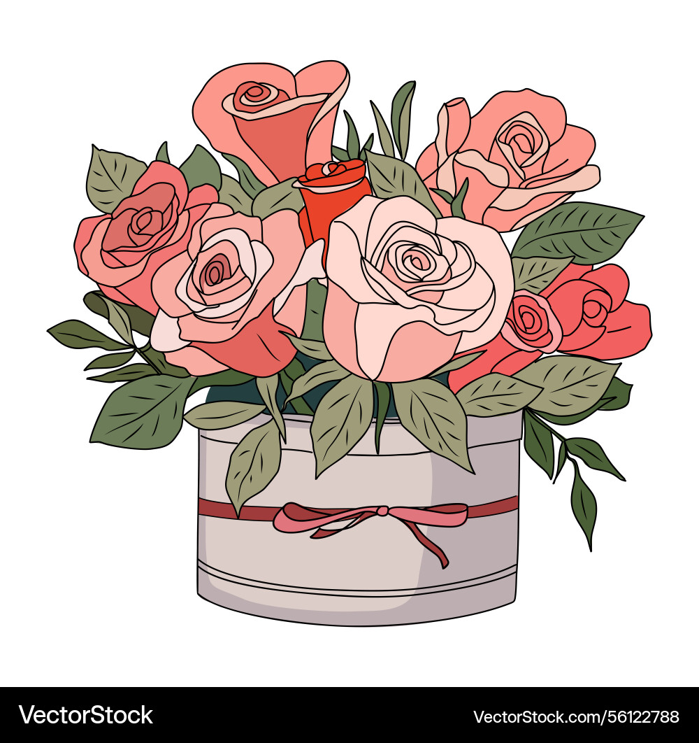 A bouquet of roses in box A bouquet of roses in box vector image