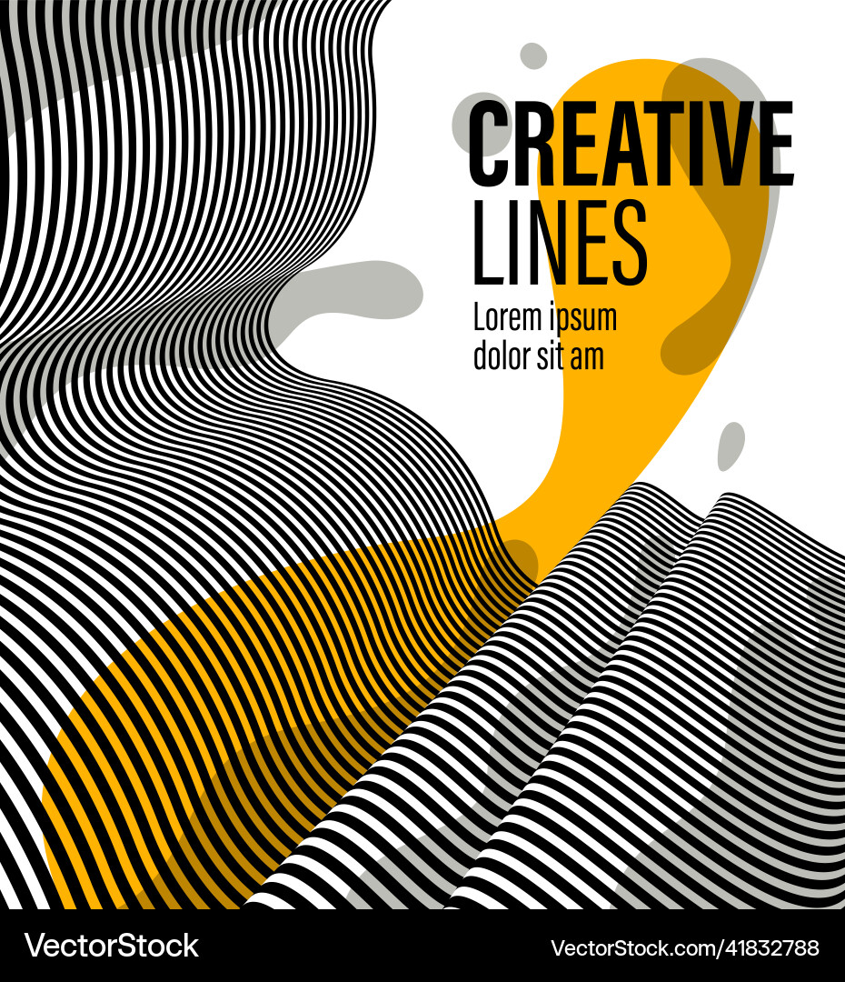Abstract 3d lines with yellow fluid splat Abstract 3d lines with yellow fluid splat Vector Image