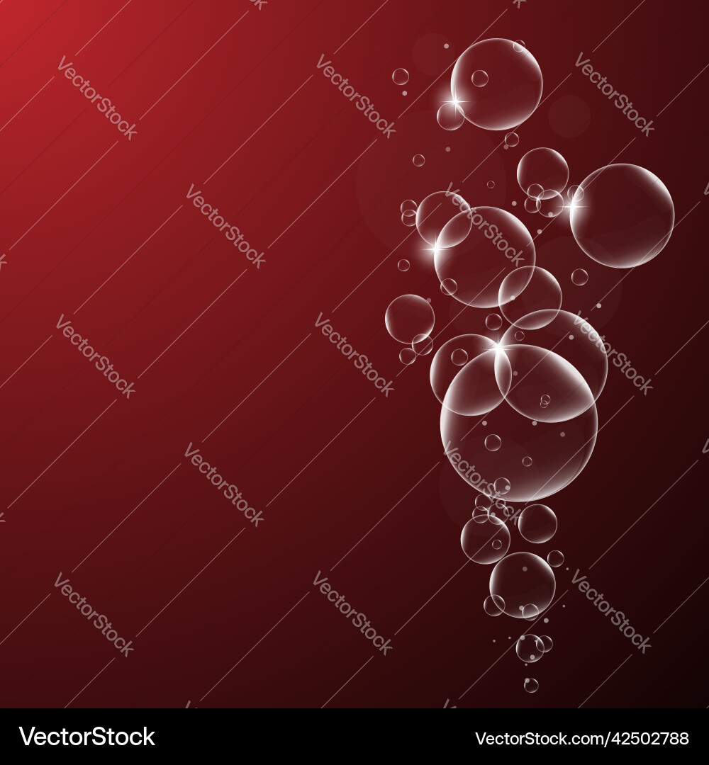 Abstract background with soap bubbles on dark red vector image