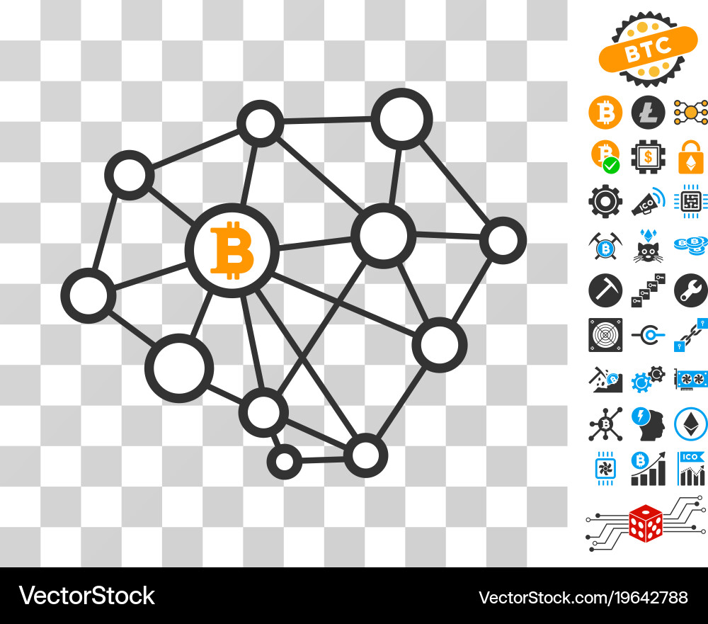 Bitcoin network nodes icon with bonus – Royalty-Free Vector | VectorStock