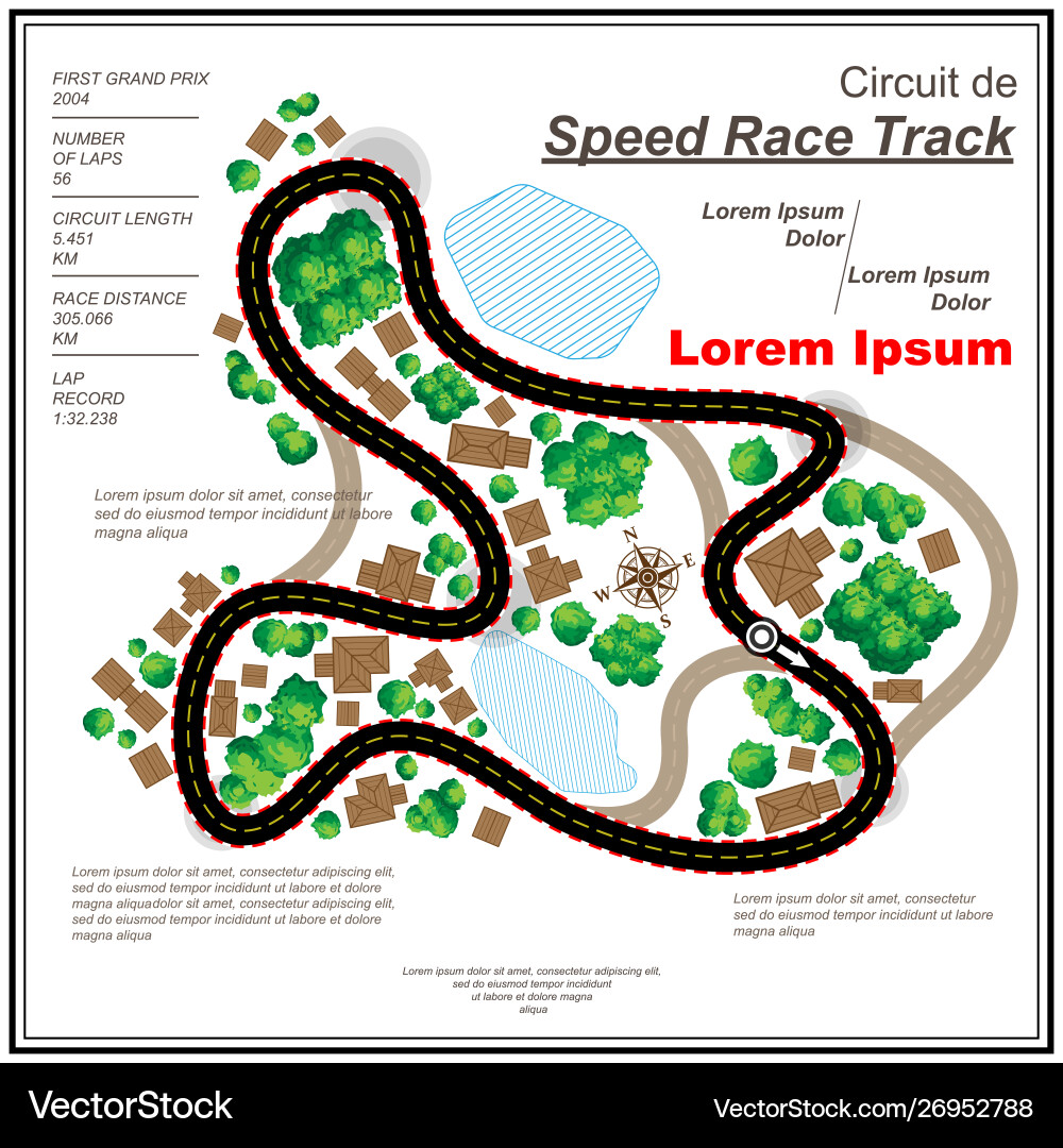 Color race circuit map background Color race circuit map background vector image