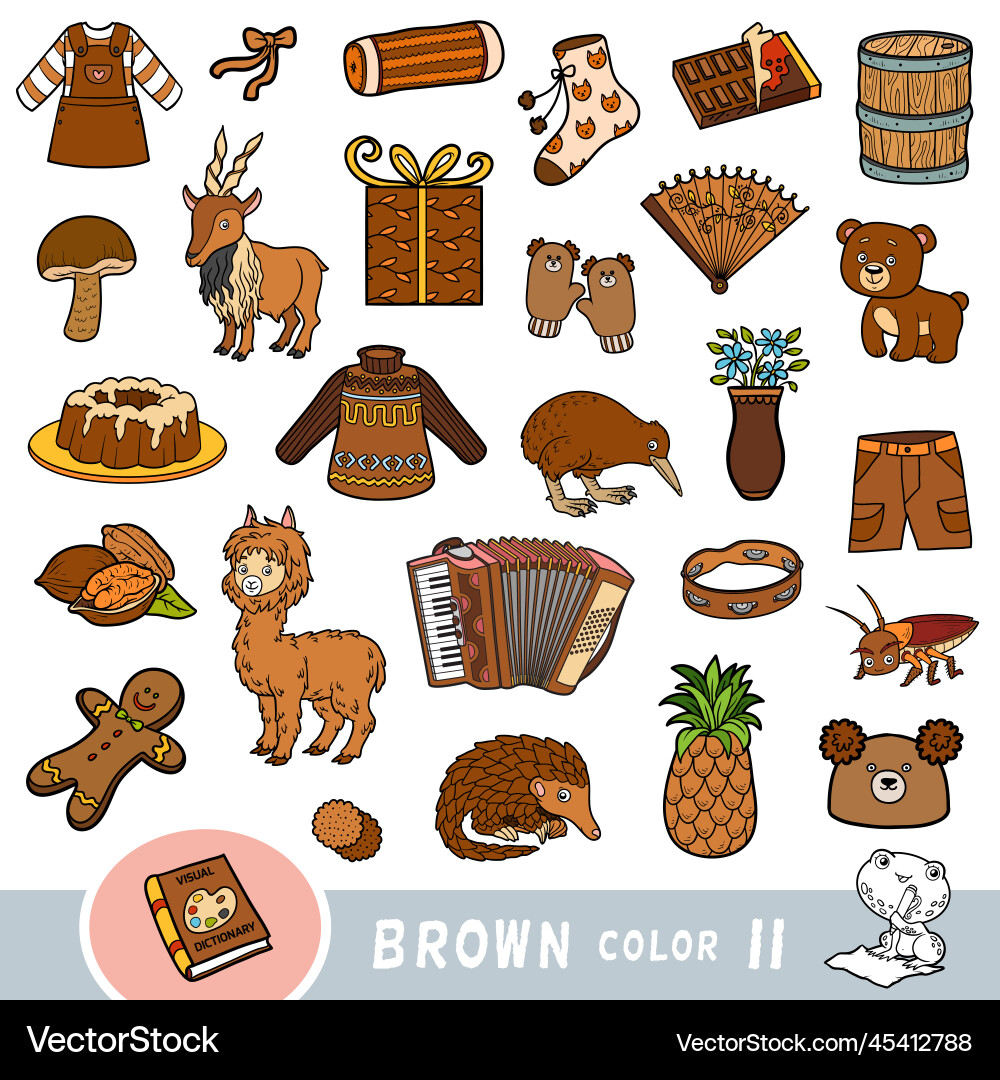 Colorful set of brown color objects visual Vector Image