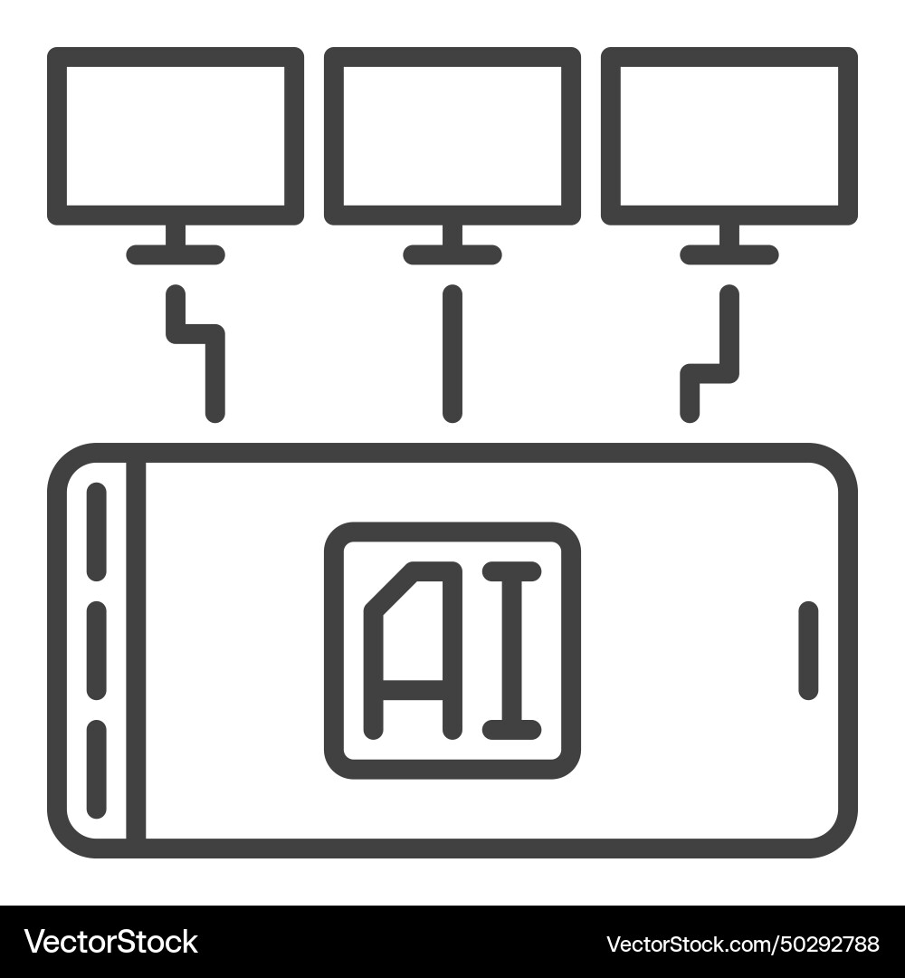 Computers with artificial intelligence smartphone vector image
