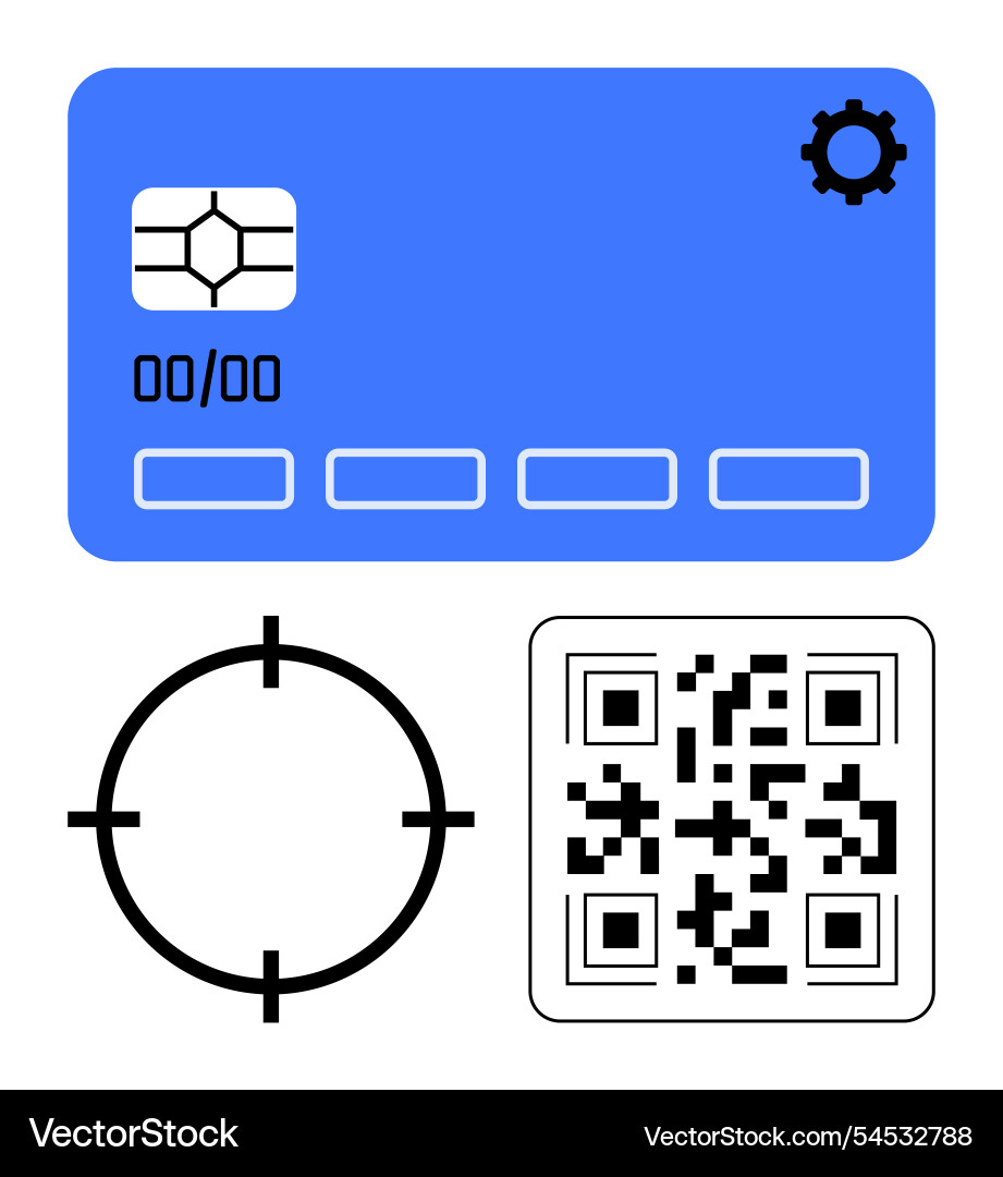 Digital payment elements with qr code credit card Digital payment elements with qr code credit card vector image