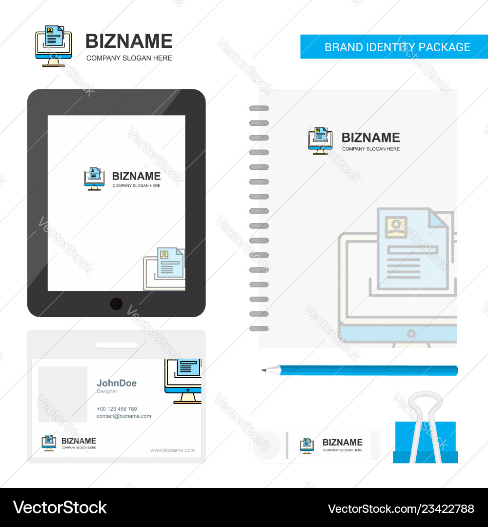 Document in computer business logo tab app diary Document in computer business logo tab app diary vector image