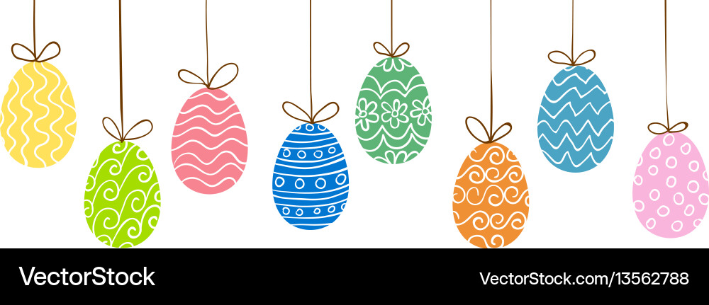 Easter eggs hanging Royalty Free Vector Image - VectorStock