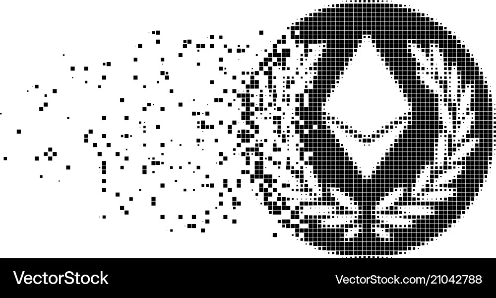 Ethereum laurel coin broken pixel icon Ethereum laurel coin broken pixel icon vector image