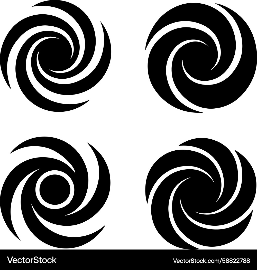 Four black swirl graphic elements vortex spiral – Royalty-Free Vector |  VectorStock, image size:1000x1054