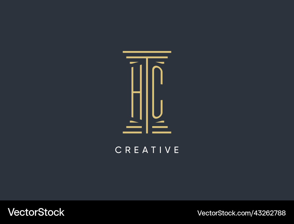 Hc initial monogram with pillar shape logo design Vector Image