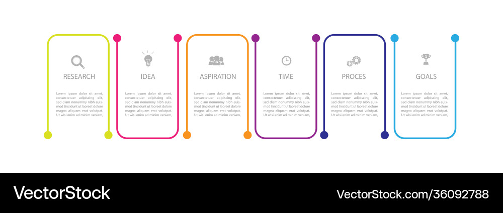 Infographic thin line design with icons and 6 Infographic thin line design with icons and 6 Vector Image