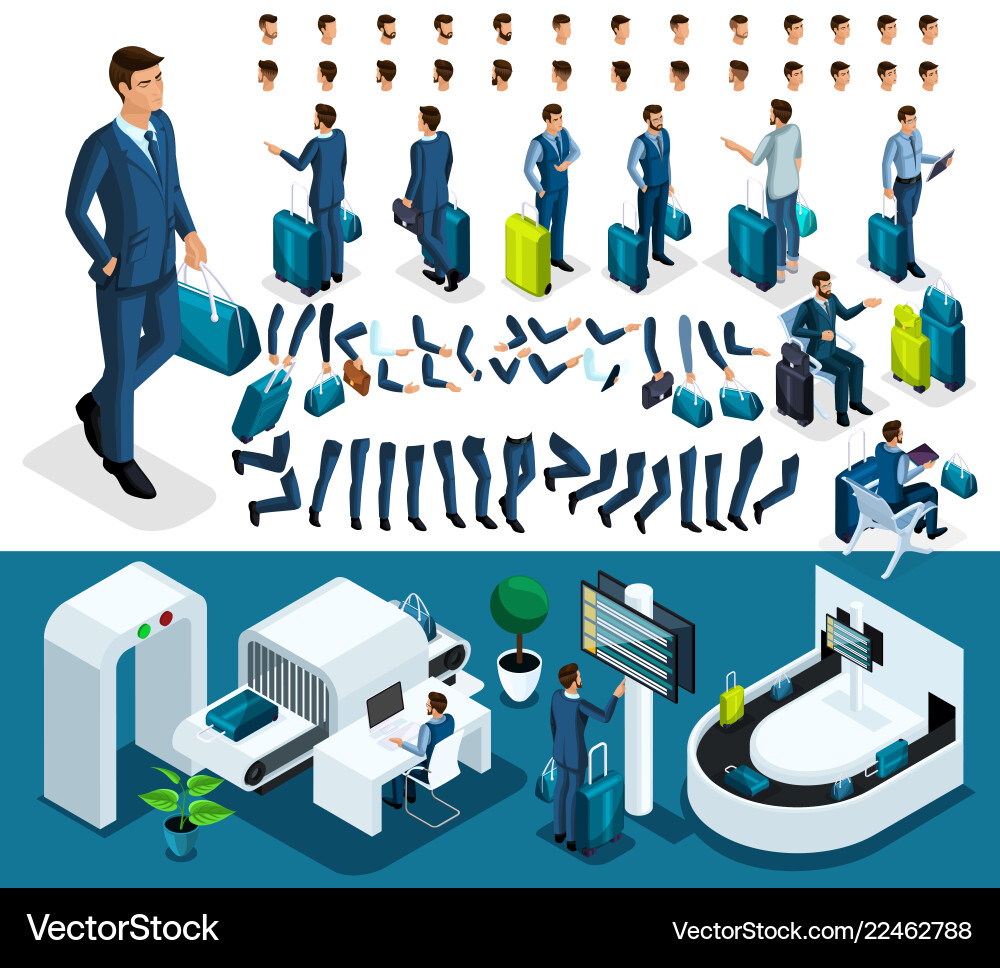 Isometric set 1 create your character Isometric set 1 create your character vector image