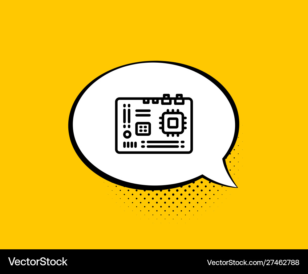 Motherboard line icon computer component hardware Motherboard line icon computer component hardware vector image
