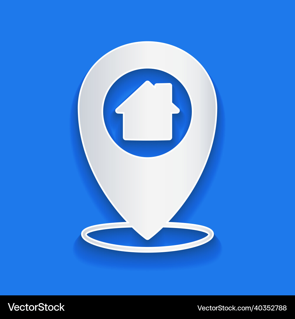 Paper cut map pointer with house icon isolated Paper cut map pointer with house icon isolated vector image