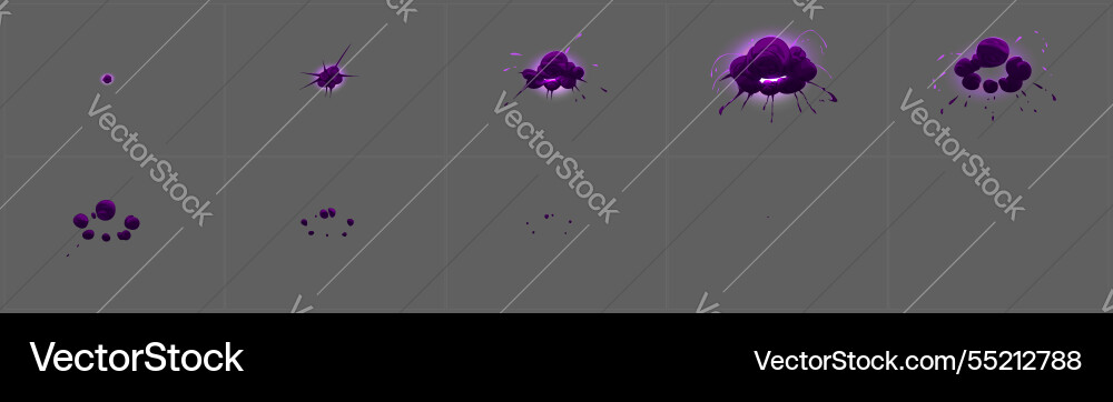 Purple explosion animation sequence Purple explosion animation sequence vector image