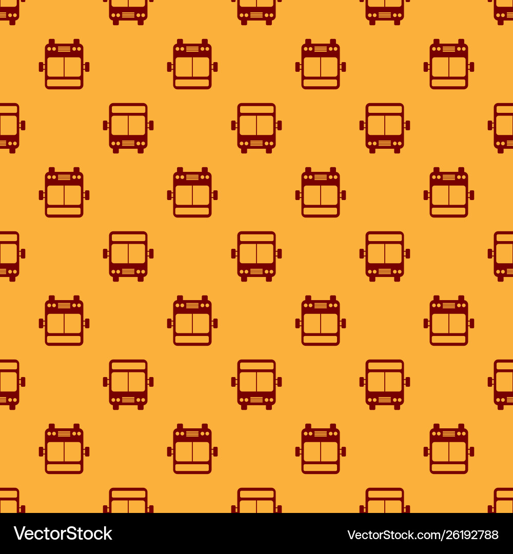 Red bus icon isolated seamless pattern on brown Vector Image