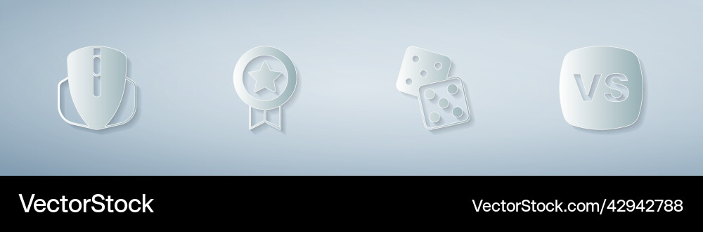 Set computer mouse game rating with medal dice vector image