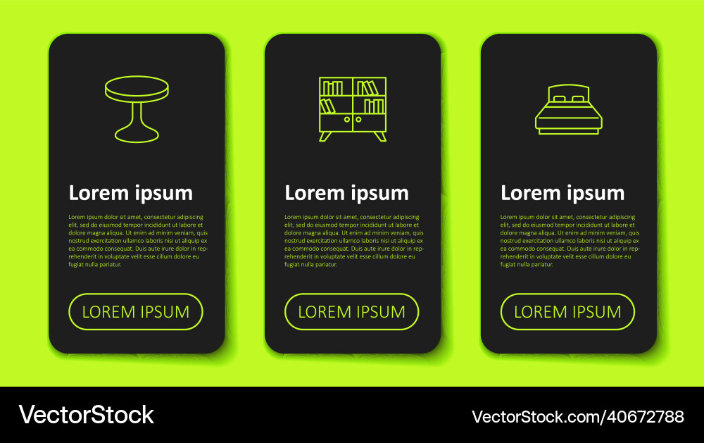 Set line round table library bookshelf and big Set line round table library bookshelf and big Vector Image