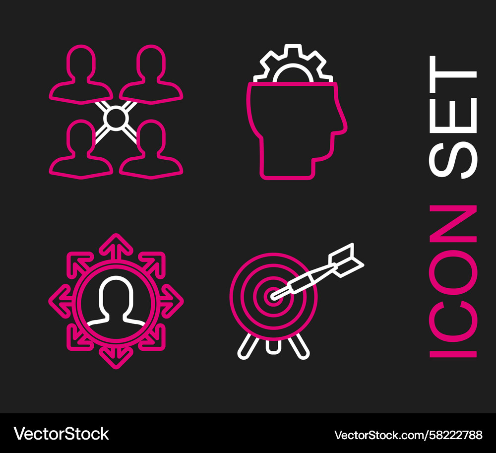 Set line target with arrow project team base Vector Image