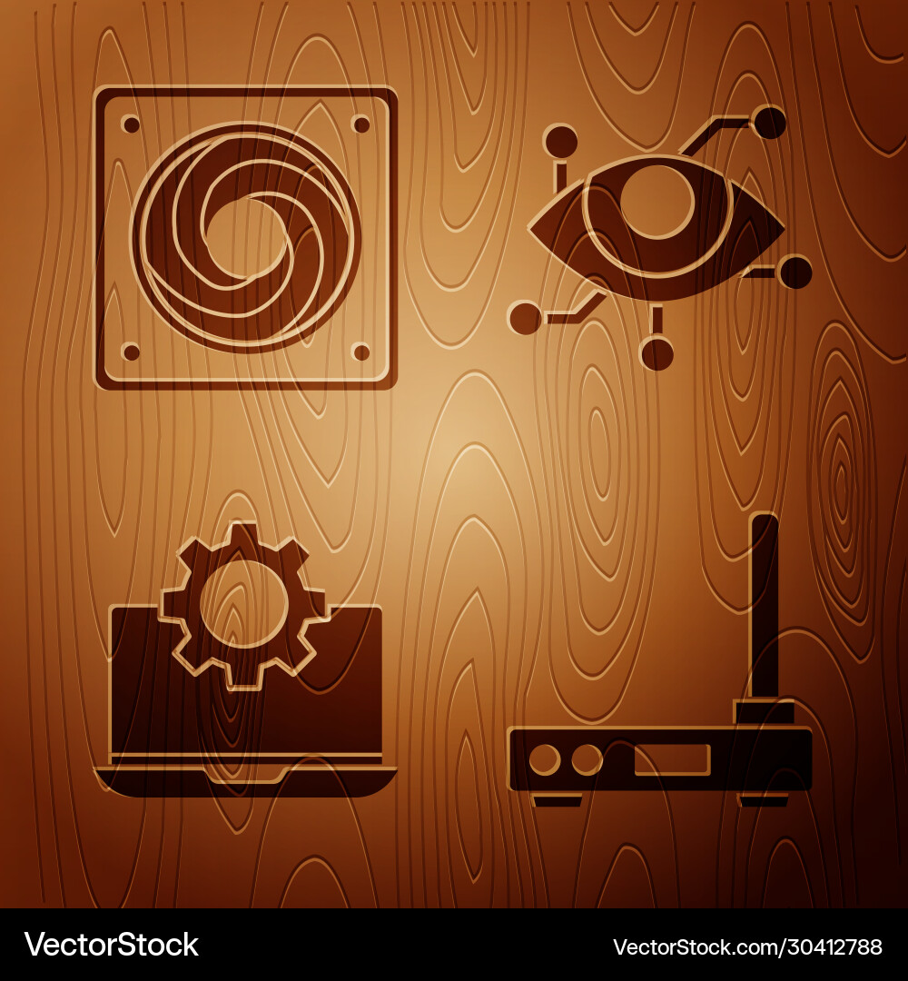 Set router and wi-fi signal computer cooler Set router and wi-fi signal computer cooler vector image