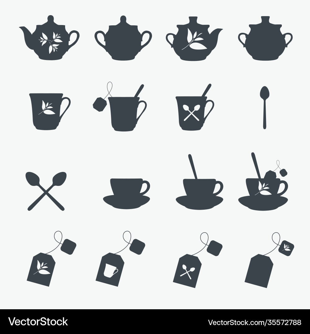 Set tea objects Set tea objects vector image