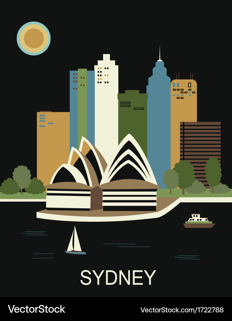 Sydney Skyline at Sunset Vector Image
