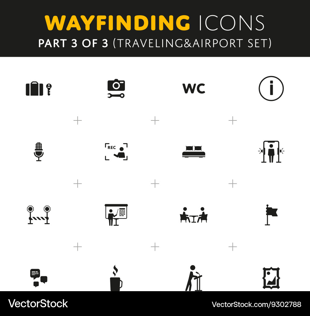 Wayfinding icons set Vector Image